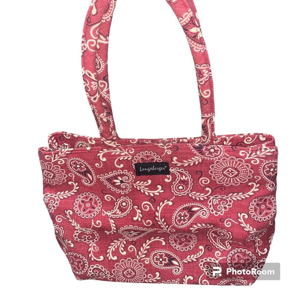 Longaberger Vintage Red Bandana Print purse 10x8 size